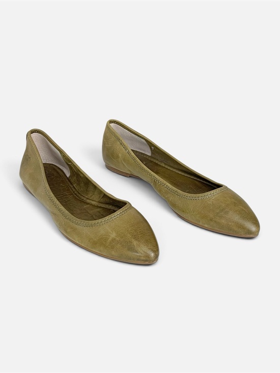 Frye Shoes - Frye Regina Ballet Flats Olive Leather pointed toe Flats - Women's Slip-On Shoe